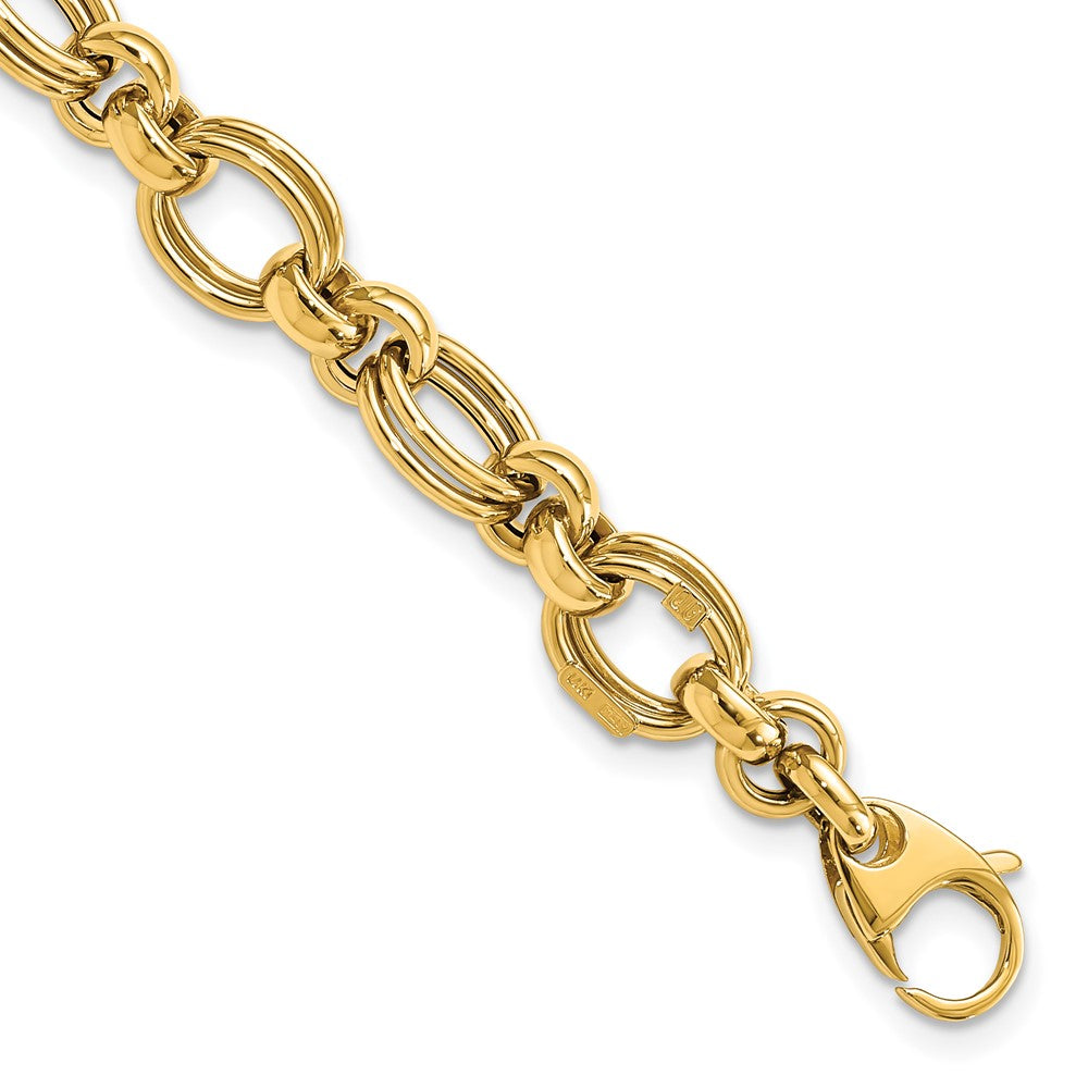 14k Yellow Gold 7 mm Polished Fancy Link Bracelet (6.05 grams)
