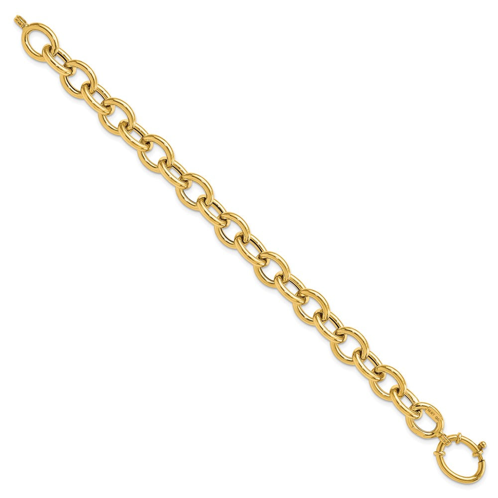 14k Yellow Gold 11 mm Polished Fancy Oval Link Bracelet (7.02 grams)