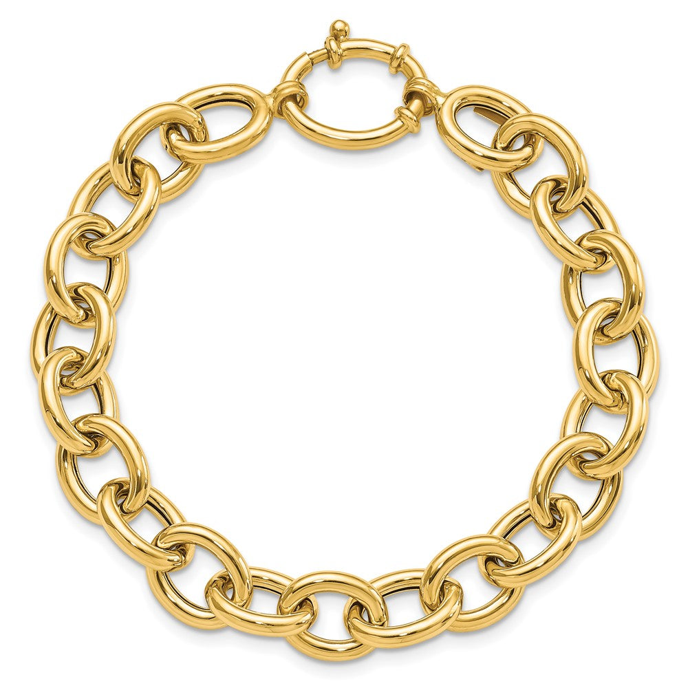 14k Yellow Gold 11 mm Polished Fancy Oval Link Bracelet (7.02 grams)