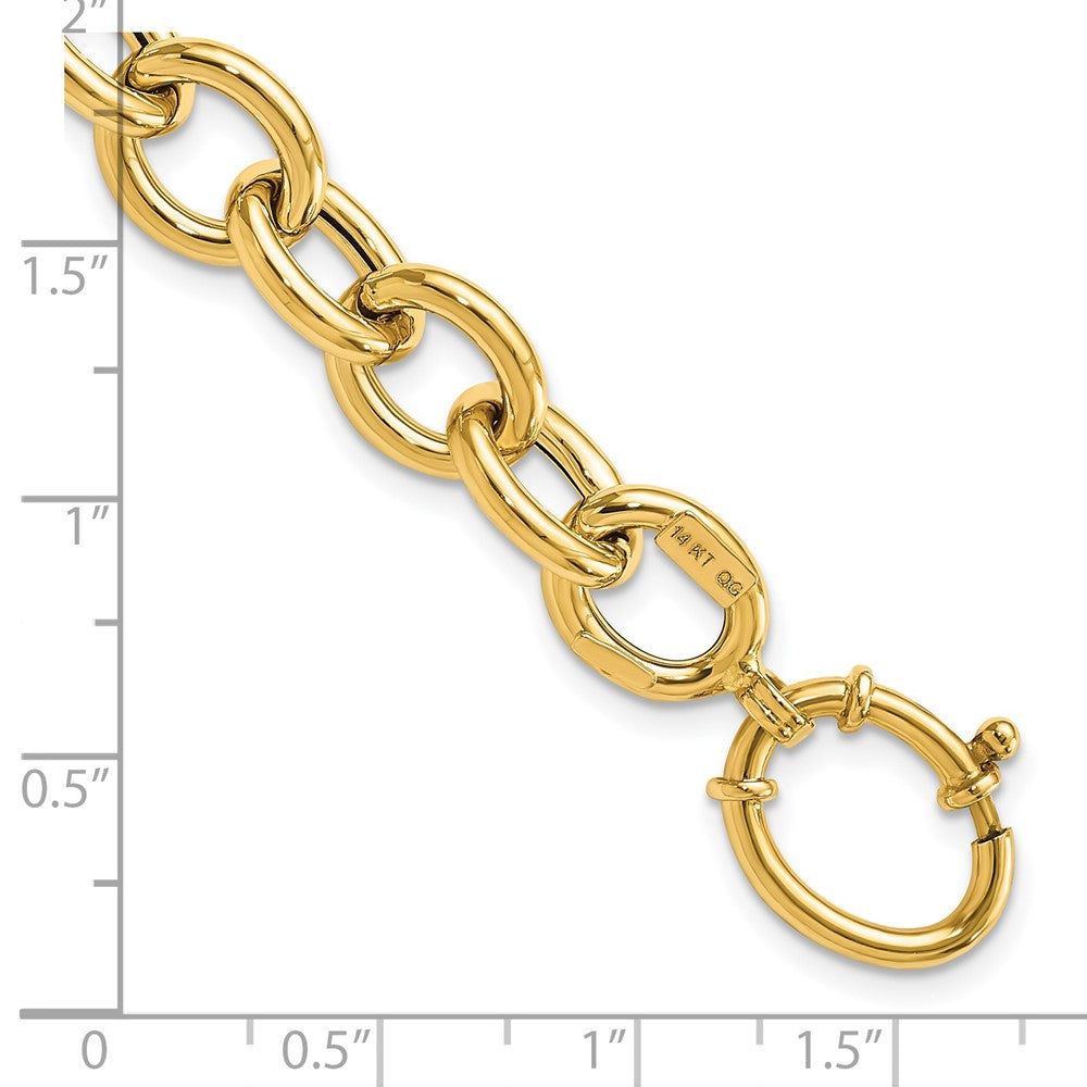 14k Yellow Gold 11 mm Polished Fancy Oval Link Bracelet (7.02 grams)