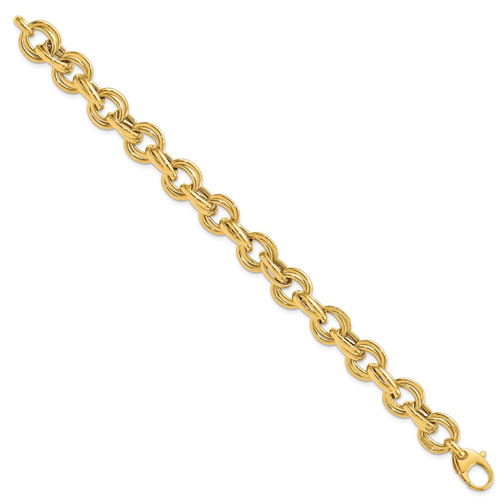 14k Yellow Gold 11 mm Polished Fancy Link Bracelet (7.87 grams)