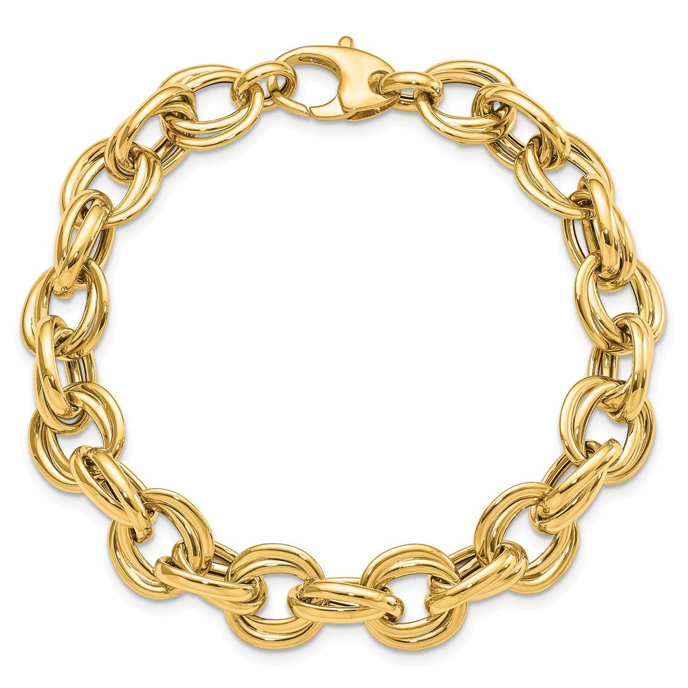 14k Yellow Gold 11 mm Polished Fancy Link Bracelet (7.87 grams)
