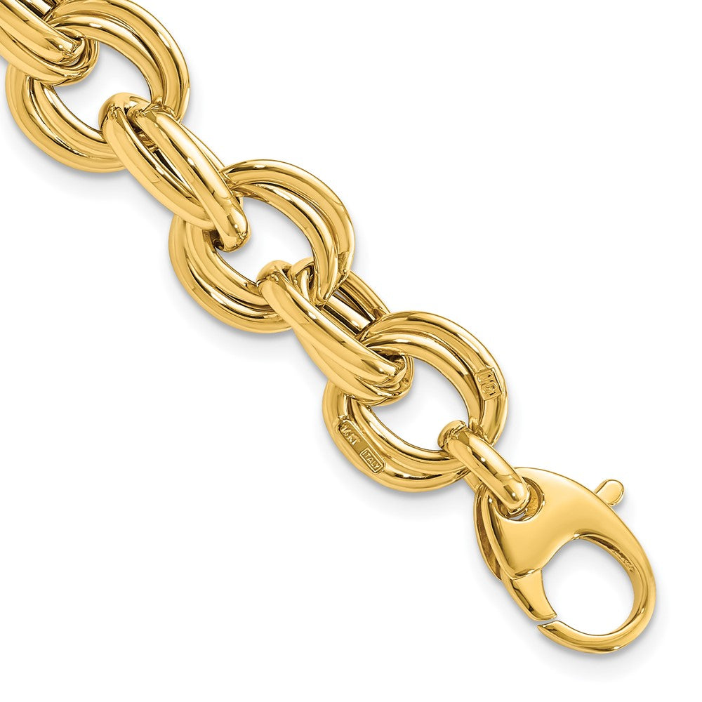 14k Yellow Gold 11 mm Polished Fancy Link Bracelet (7.87 grams)