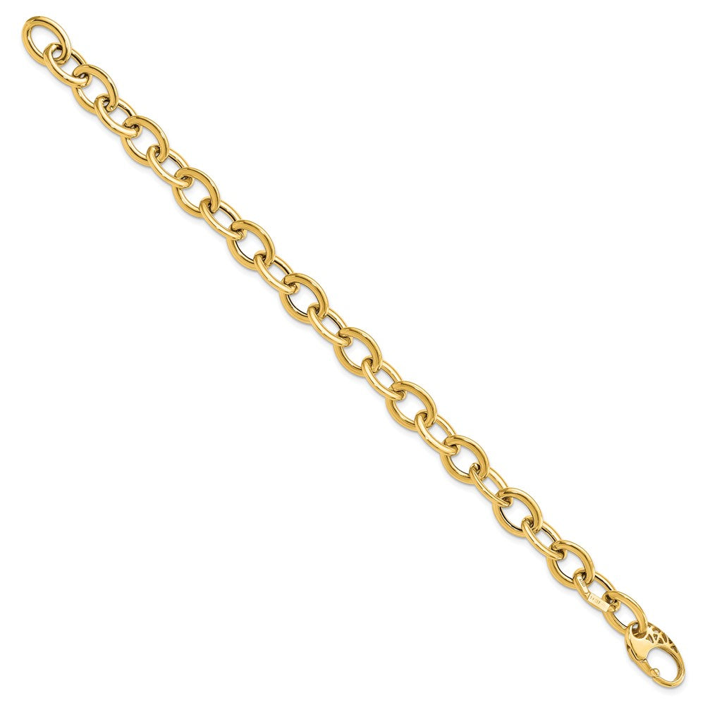 14k Yellow Gold 9.3 mm Polished Fancy Oval Link Bracelet (6.39 grams)