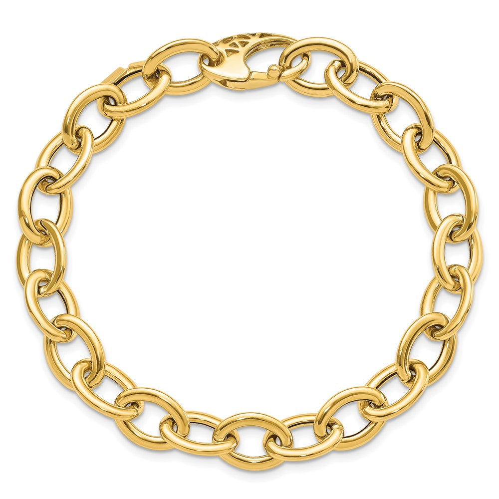 14k Yellow Gold 9.3 mm Polished Fancy Oval Link Bracelet (6.39 grams)
