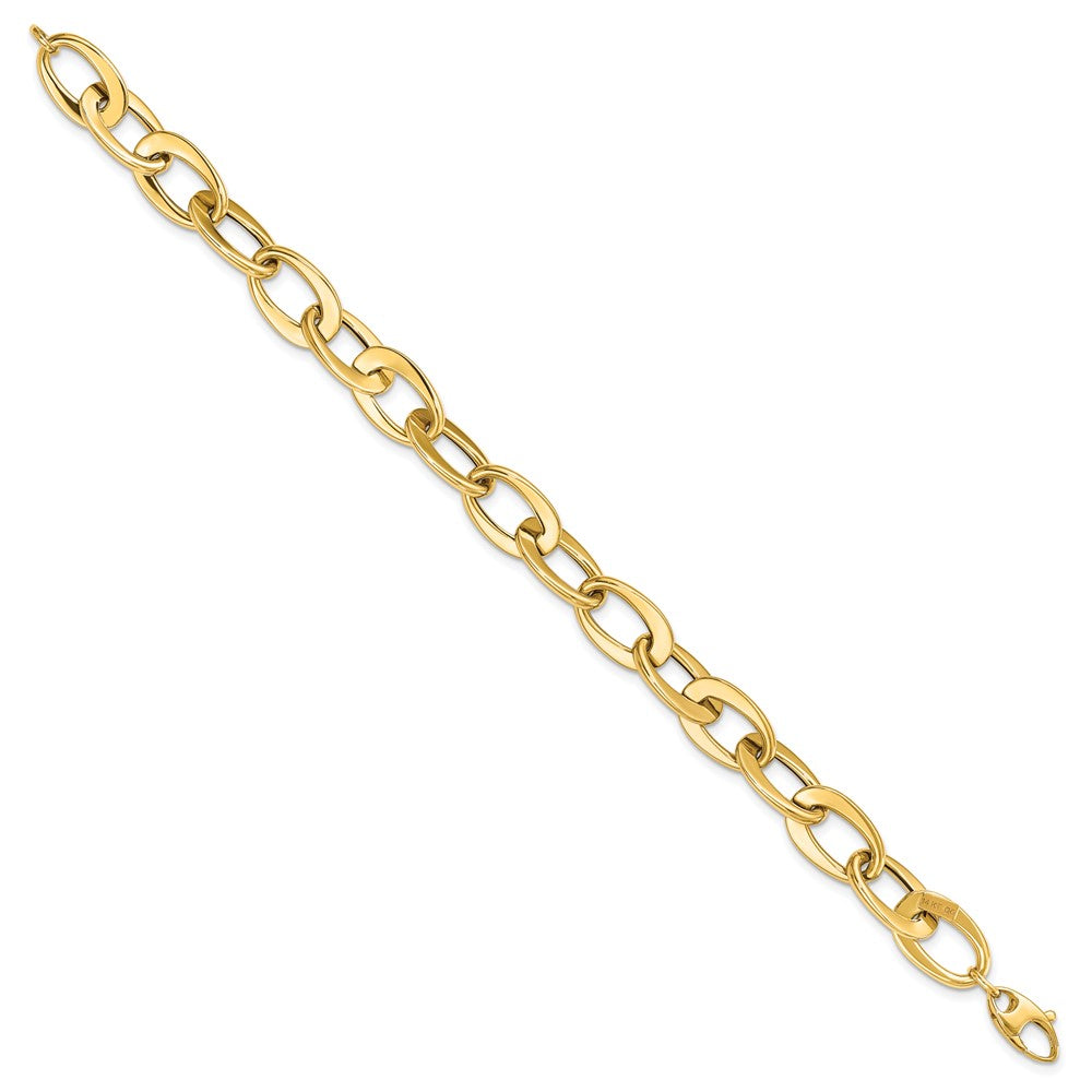 14k Yellow Gold 9.7 mm Polished Fancy Link Bracelet (5.57 grams)