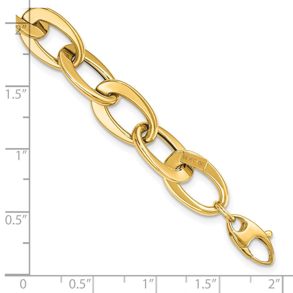 14k Yellow Gold 9.7 mm Polished Fancy Link Bracelet (5.57 grams)