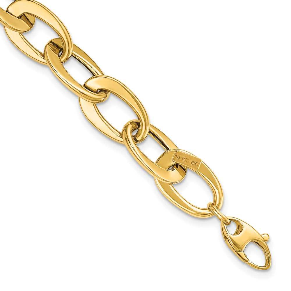 14k Yellow Gold 9.7 mm Polished Fancy Link Bracelet (5.57 grams)