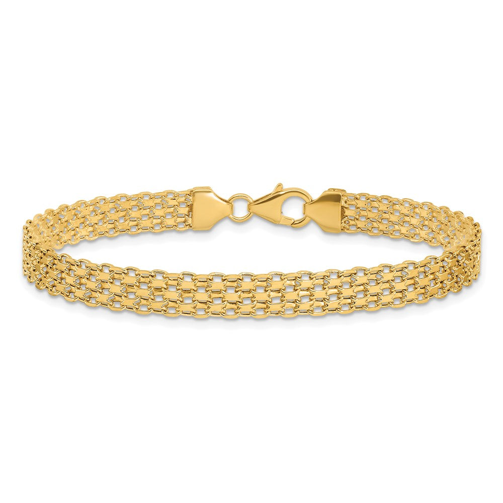 14k Yellow Gold 6.2 mm Polished Fancy Link Bracelet (4 grams)