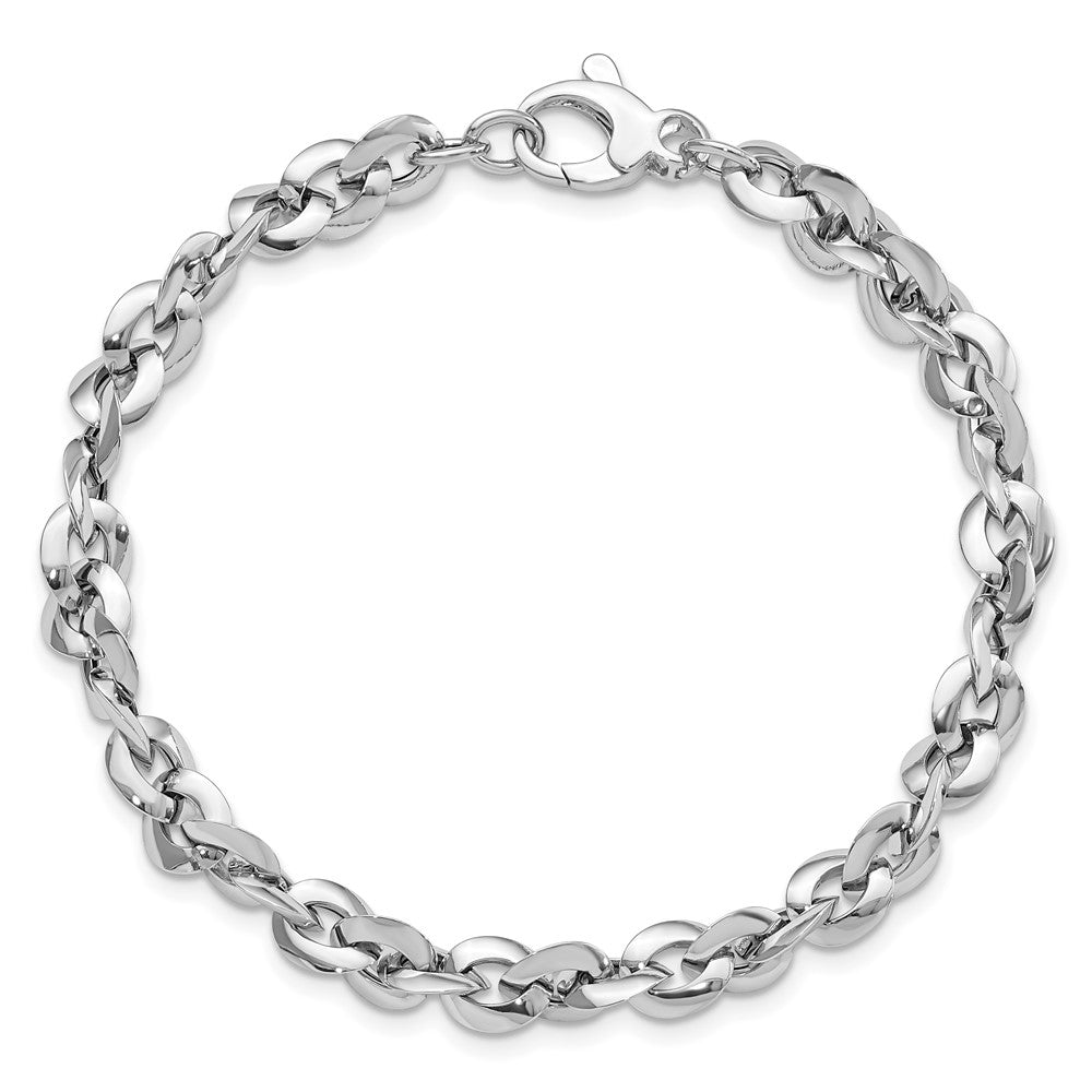 14k White Gold 6.3 mm Polished Bracelet (5.18 grams)