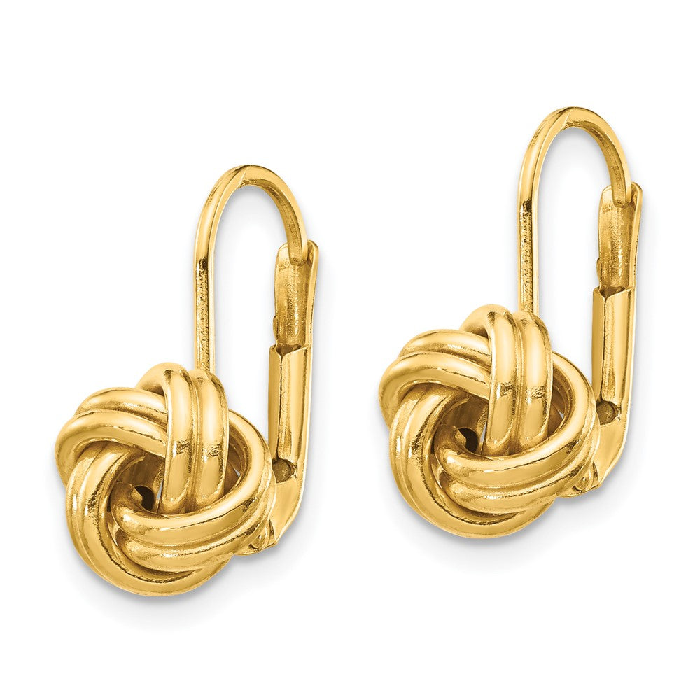 14k Yellow Gold 9 mm Polished Love Knot Leverback Earrings (1.43 grams)