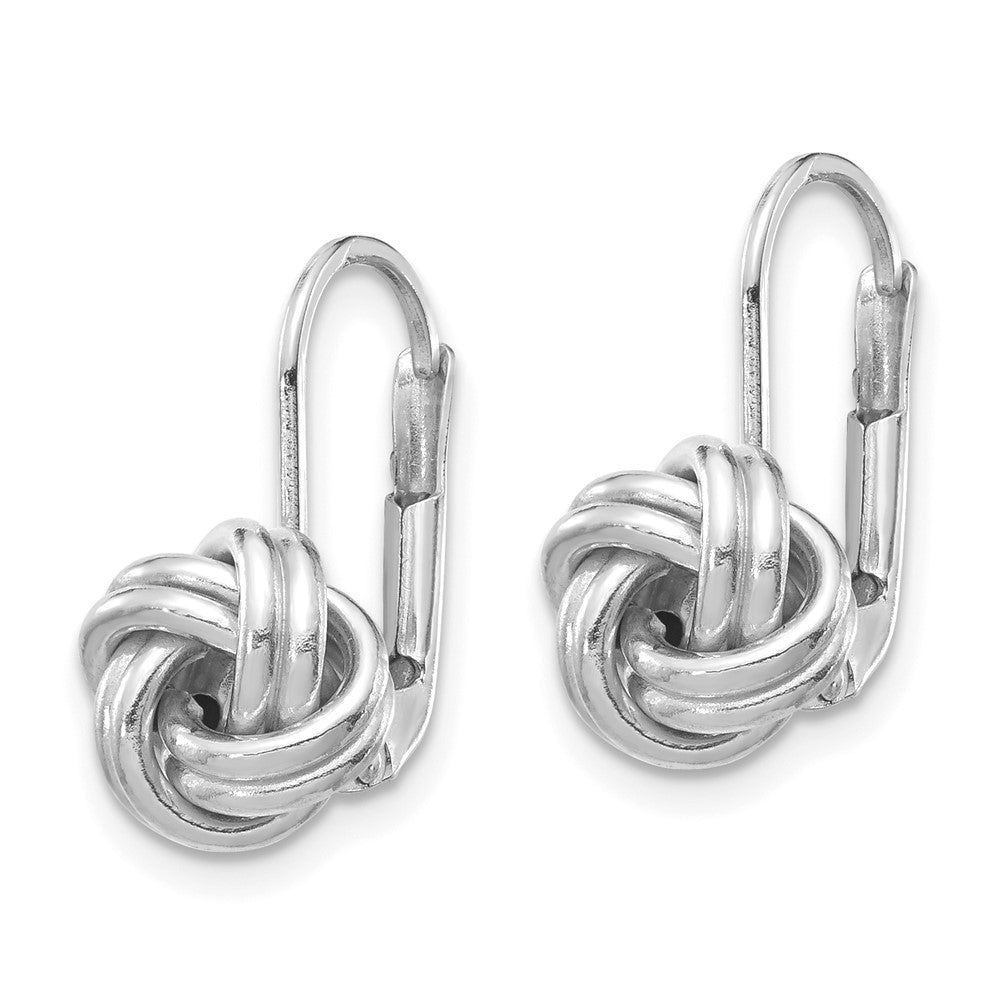 14k White Gold 9 mm Polished Love Knot Leverback Earrings (1.43 grams)