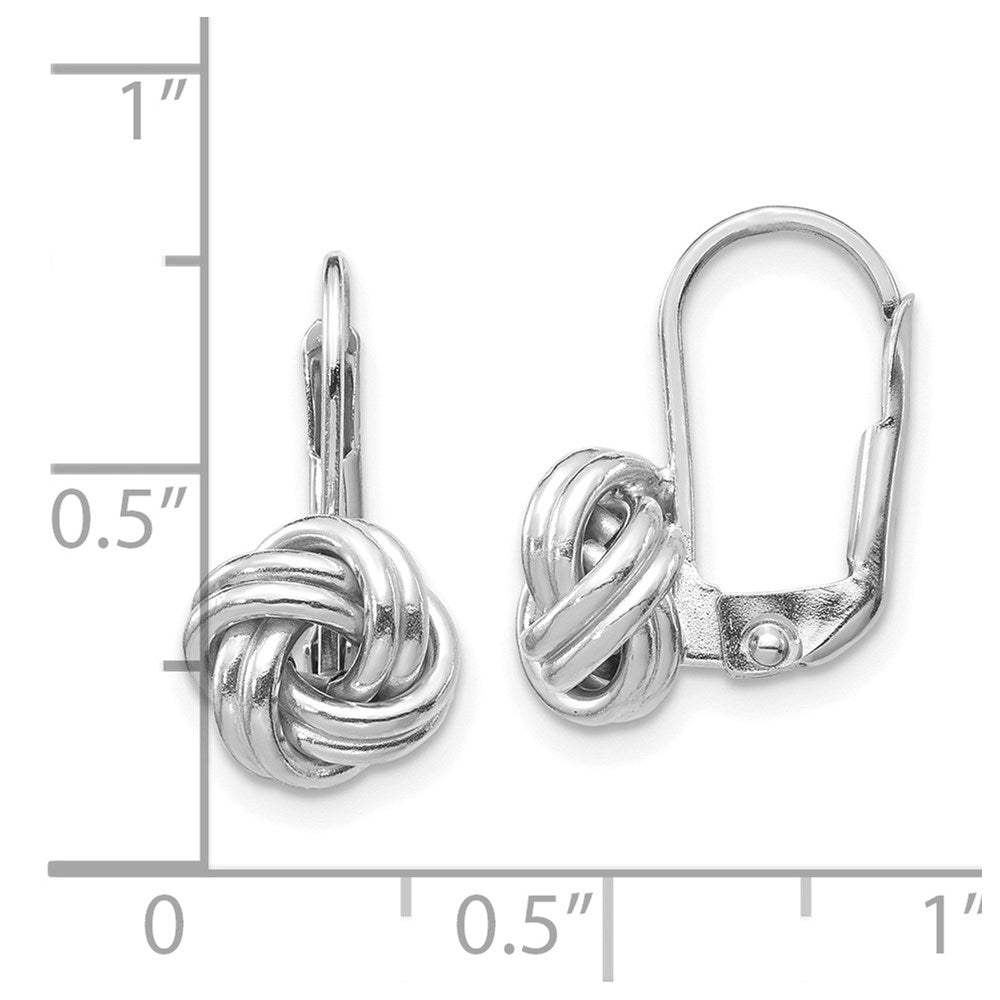 14k White Gold 9 mm Polished Love Knot Leverback Earrings (1.43 grams)