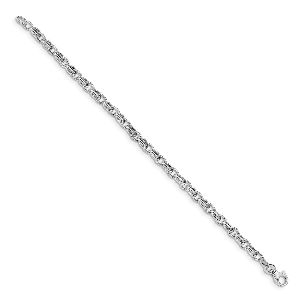 14k White Gold 6 mm  in Polished Fancy Link Bracelet (4.35 grams)