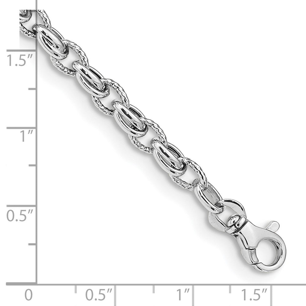14k White Gold 6 mm  in Polished Fancy Link Bracelet (4.35 grams)