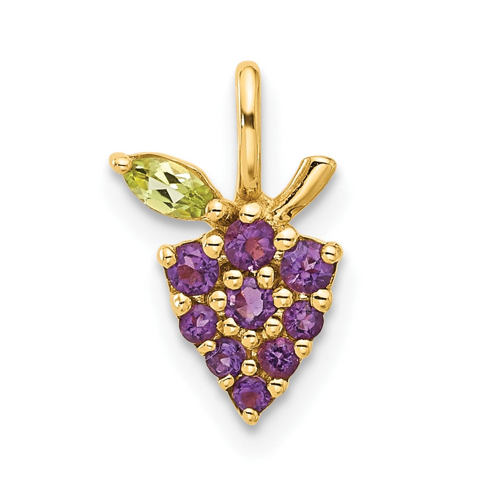 14K Gold Amethyst and Peridot Grapes Chain Slide (0.73 grams)