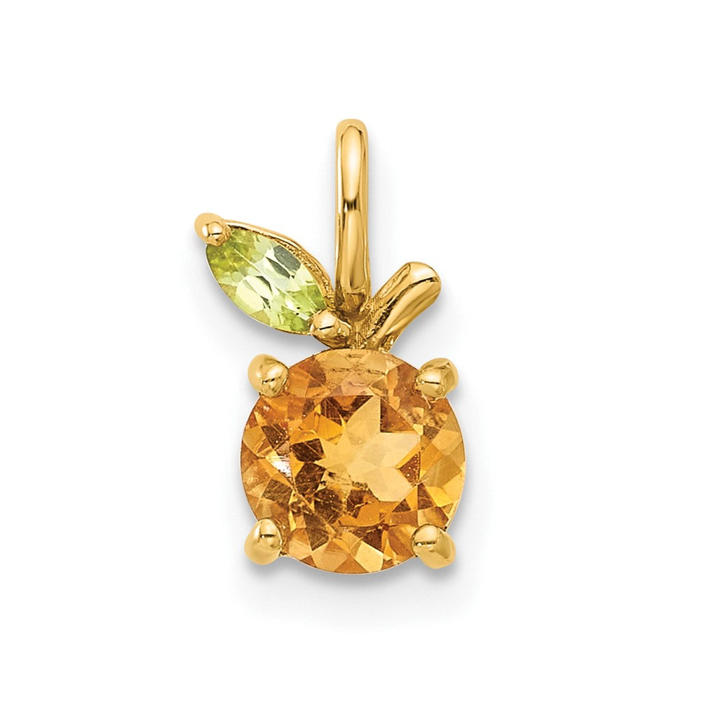 14K Gold Citrine and Peridot Orange Chain Slide (0.66 grams)