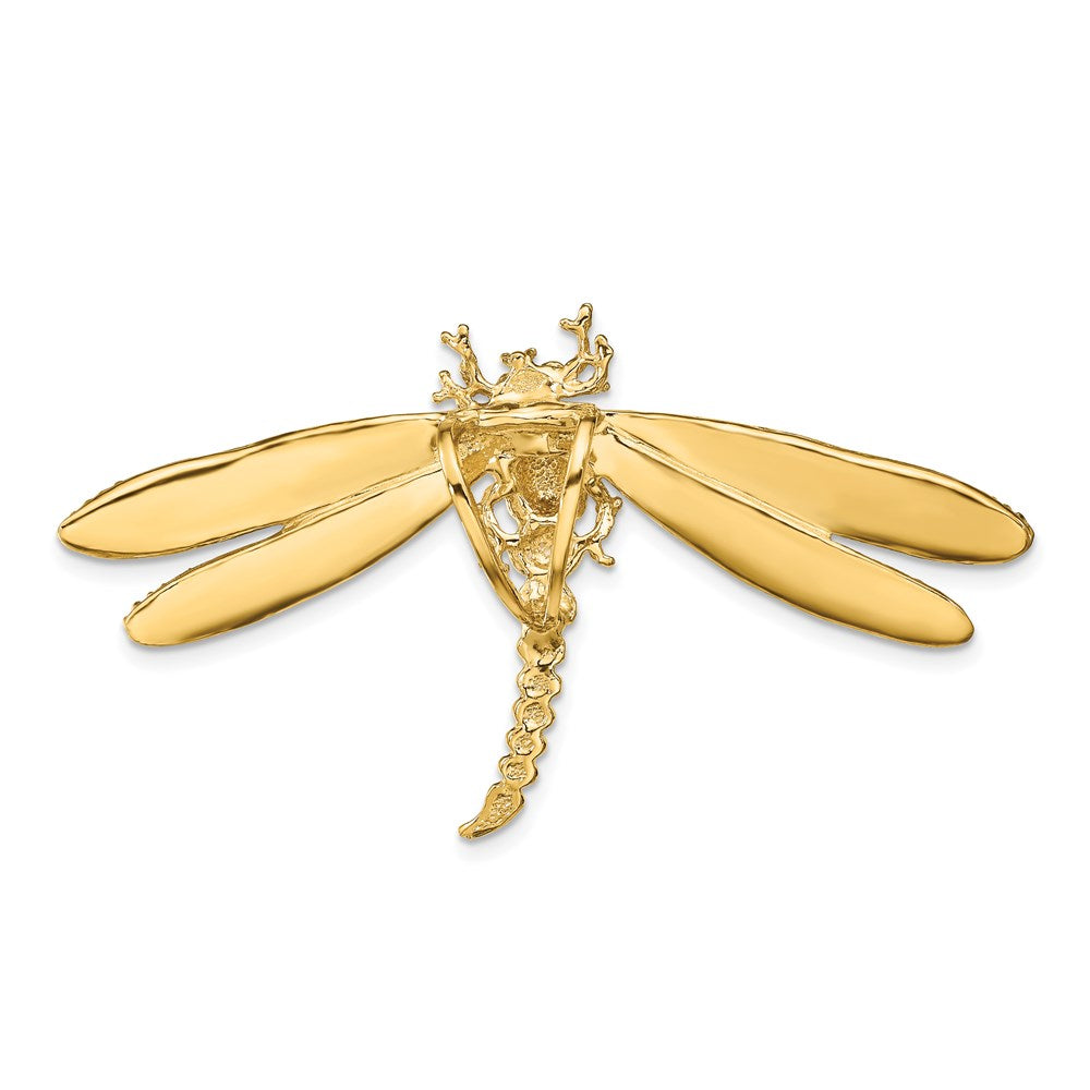 14k Yellow Gold 55 mm Multi-Color Enamel Dragonfly Charm (5.45 grams)