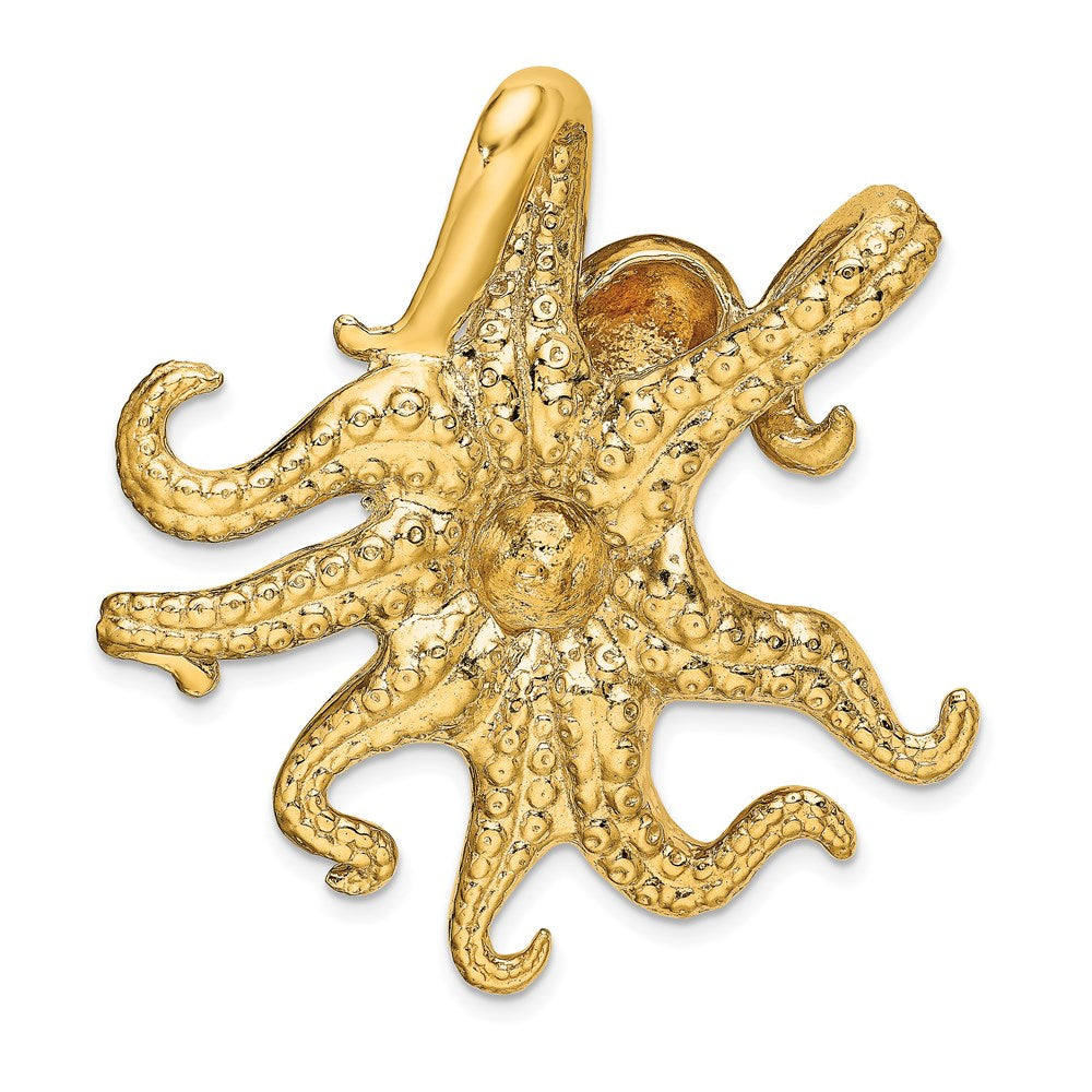14k Yellow Gold 40.75 mm Polished and Textured Octopus Slide (23.29 grams)