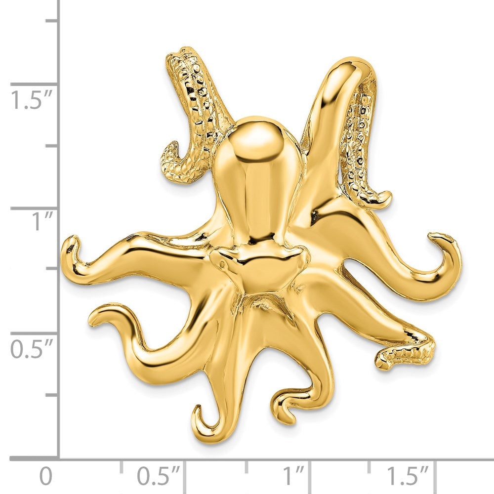 14k Yellow Gold 40.75 mm Polished and Textured Octopus Slide (23.29 grams)