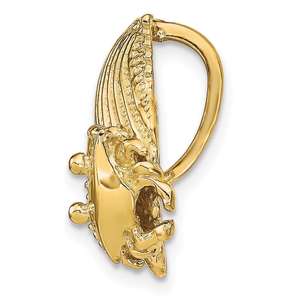 14k Yellow Gold 18 mm Scallop Shell with Crab Slide (3.95 grams)