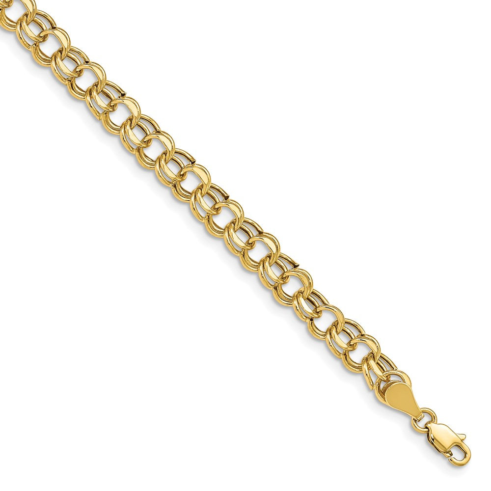 14k Yellow Gold Double Link Charm Bracelet (3.53 grams)