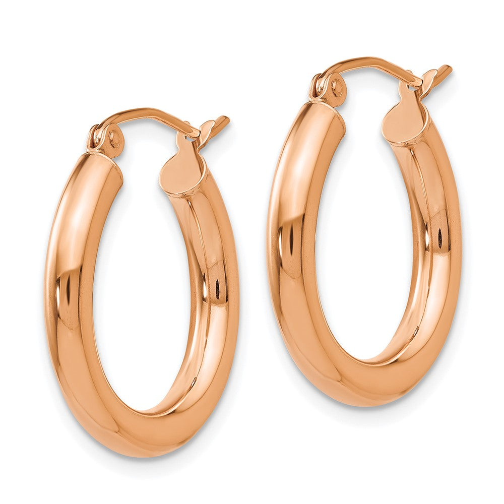 14k Rose Gold 3 mm Lightweight Tube Hoop Earrings (1.42 grams)