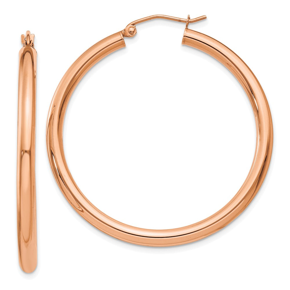 14k Rose Gold 3 mm Lightweight Tube Hoop Earrings (3.01 grams)