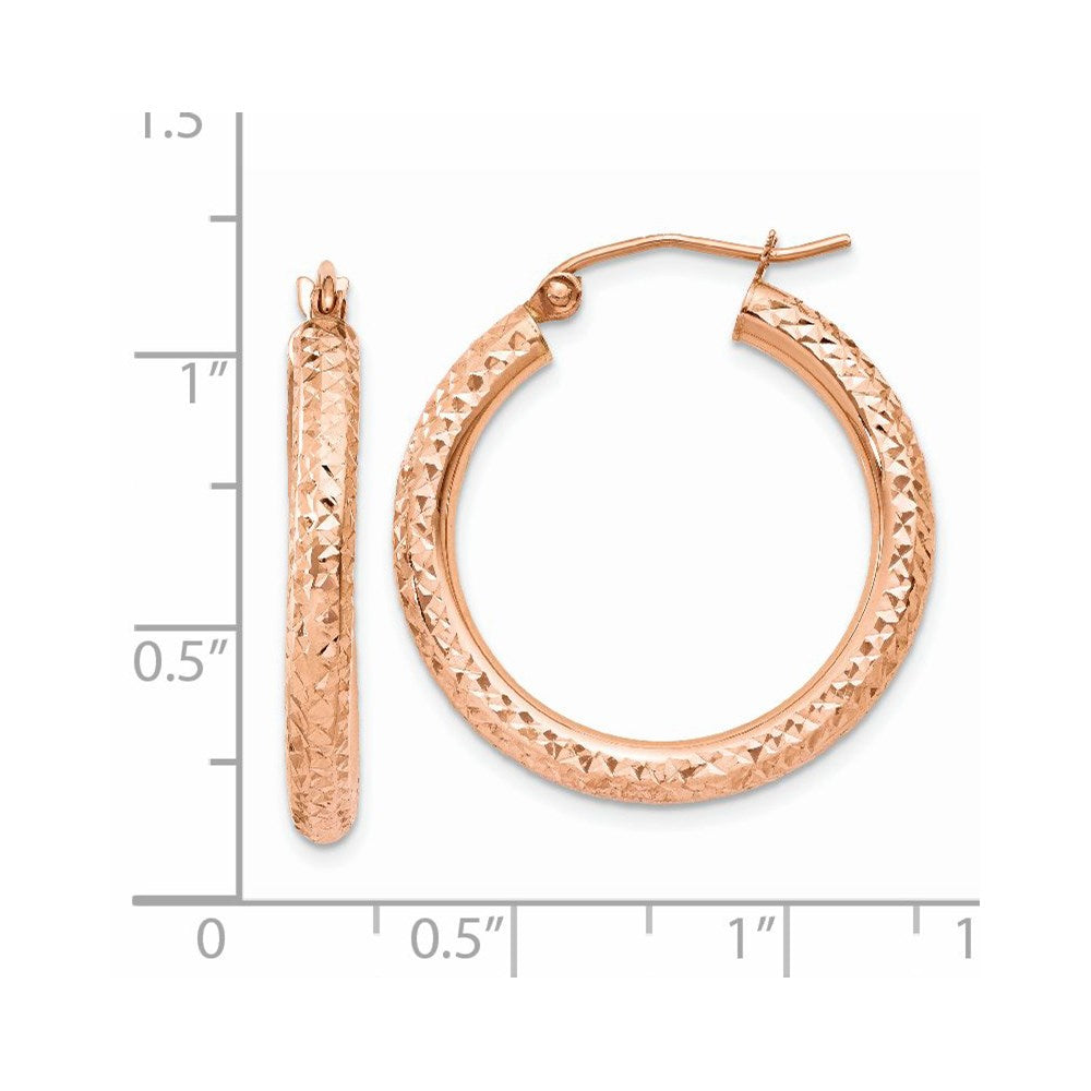 14k Rose Gold 3 mm Diamond-cut Hoop (1.8 grams)