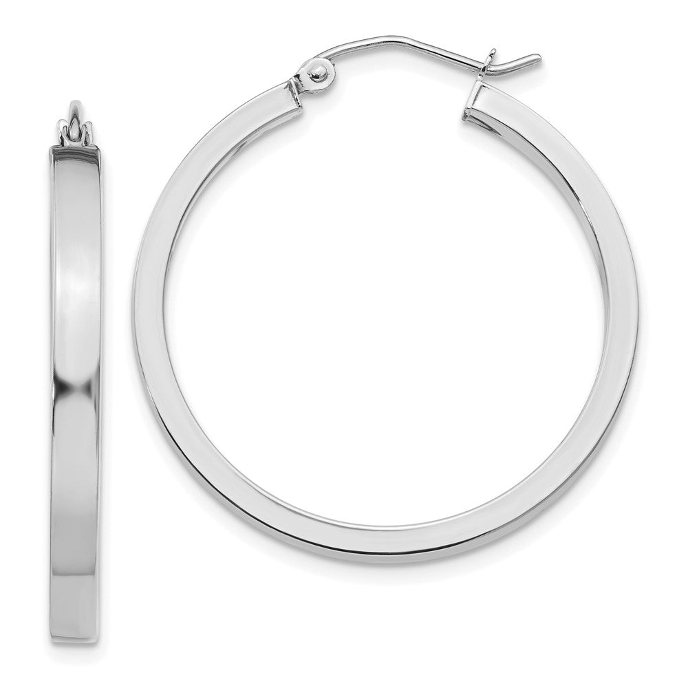 14k White Gold 2 mm Rectangle Tube Hoop (2.45 grams)