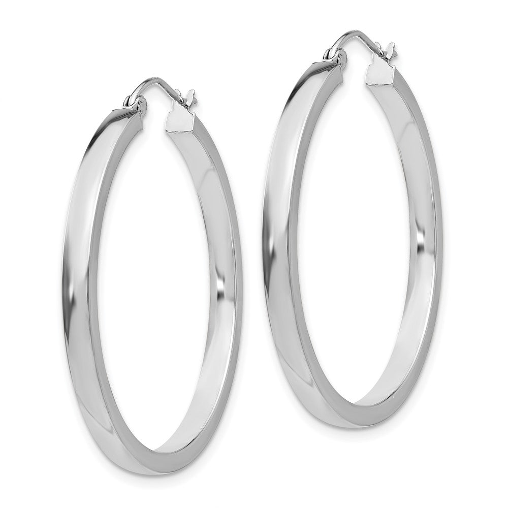 14k White Gold 35 mm Rectangle Tube Hoop (2.95 grams)