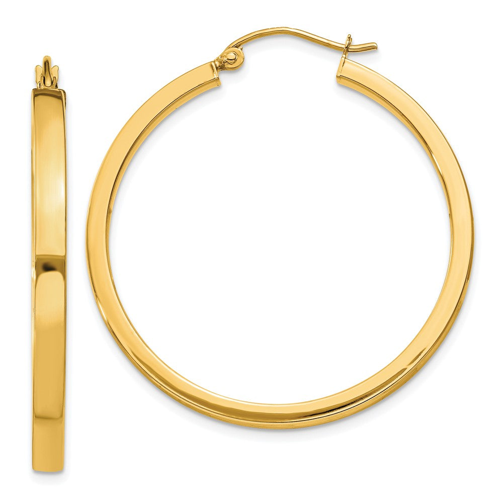 14k Yellow Gold 35 mm Rectangle Tube Hoop (2.88 grams)