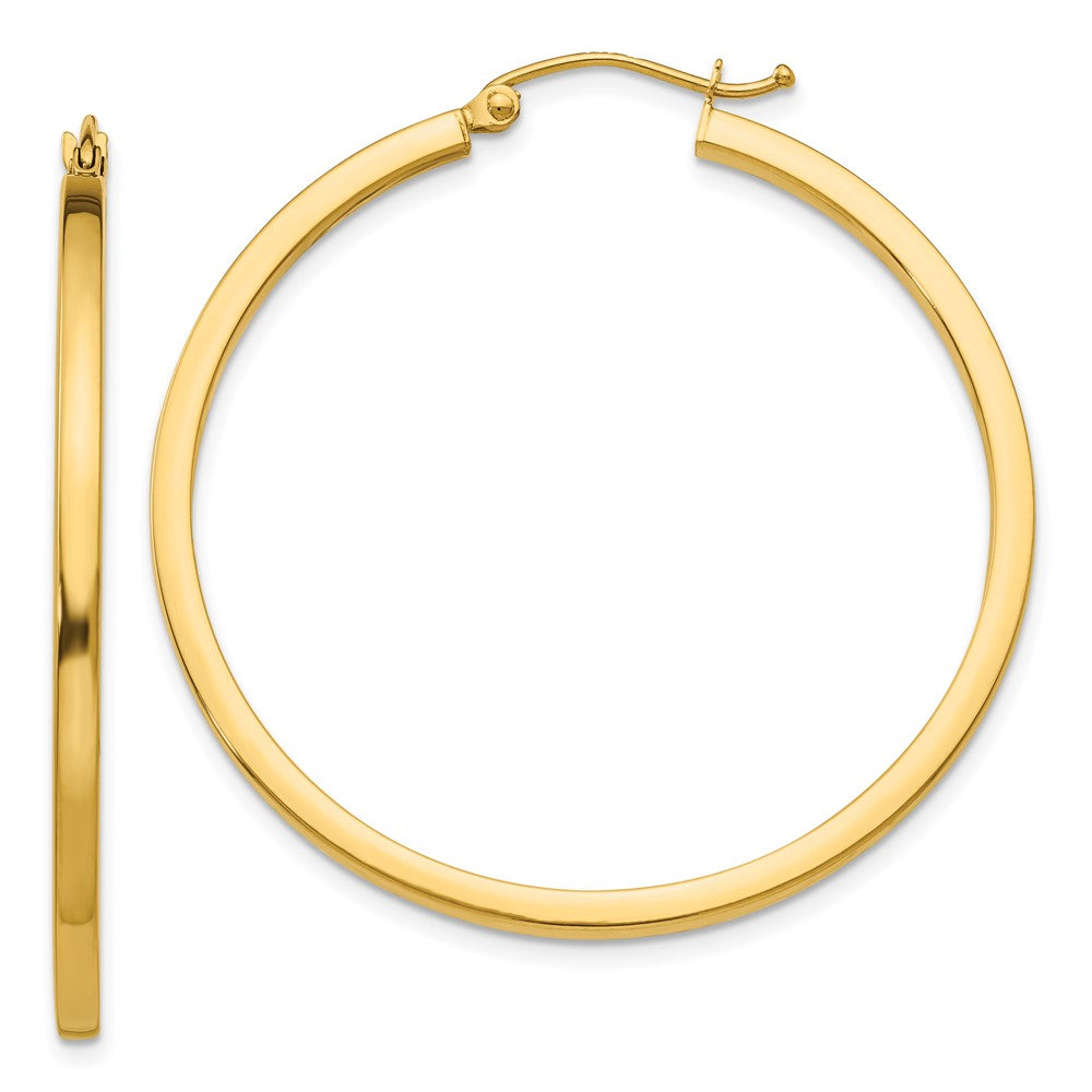 14k Yellow Gold 2 mm Square Tube Hoop Earrings (2.94 grams)