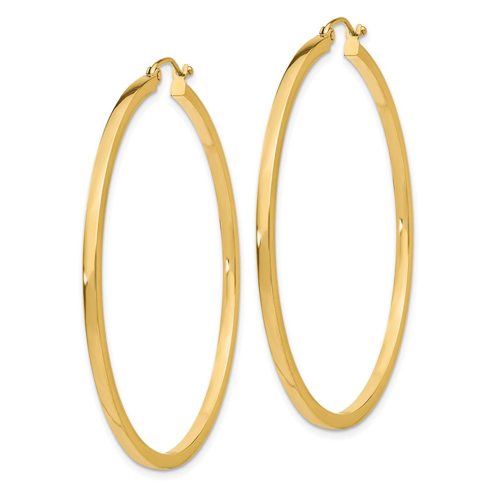 14k Yellow Gold 2 mm Square Tube Hoop Earrings (3.58 grams)