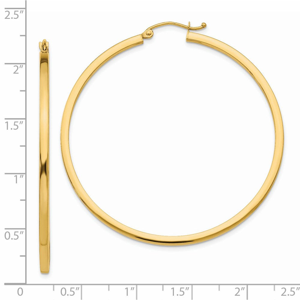 14k Yellow Gold 2 mm Square Tube Hoop Earrings (3.58 grams)