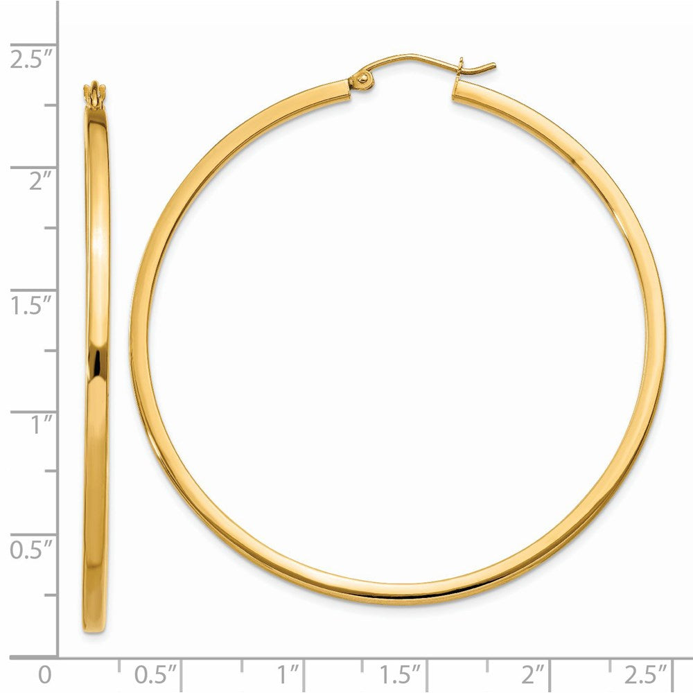 14k Yellow Gold 2 mm Square Tube Hoop Earrings (3.83 grams)