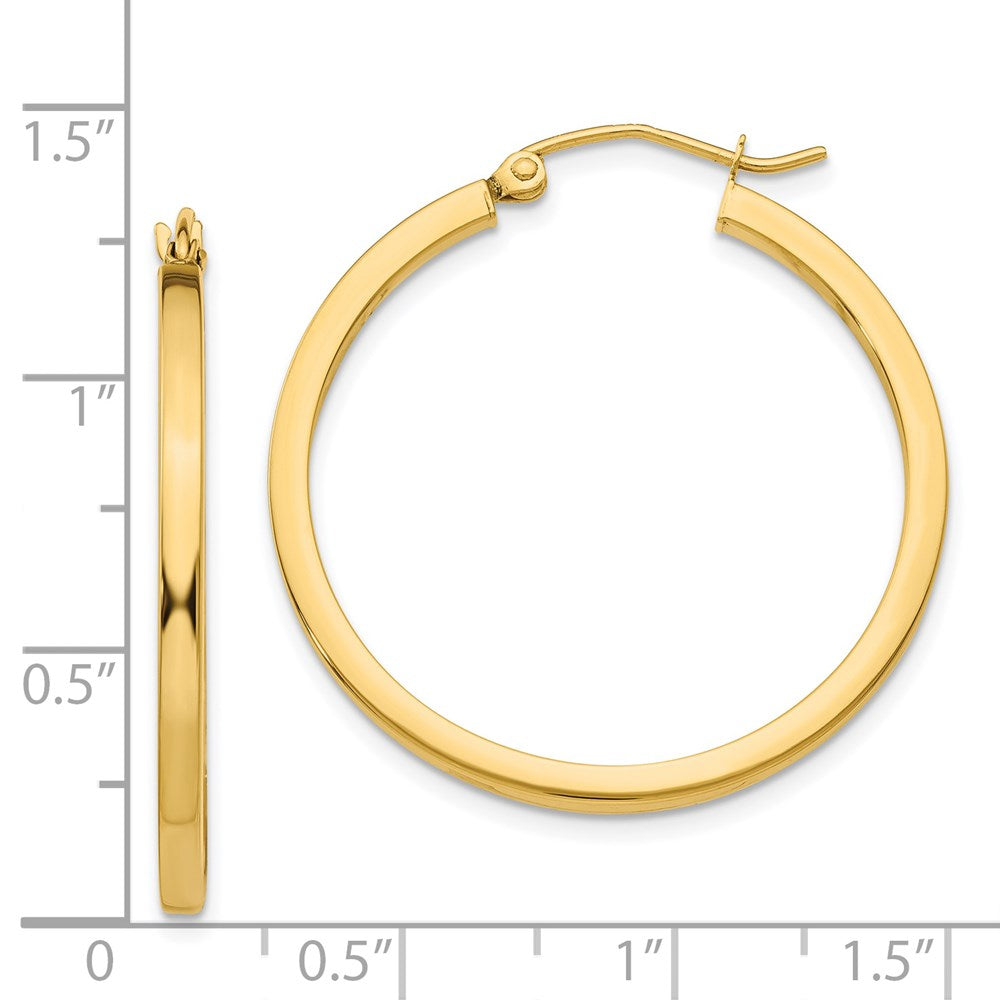 14k Yellow Gold 35 mm Square Tube Hoop Earrings (2.07 grams)
