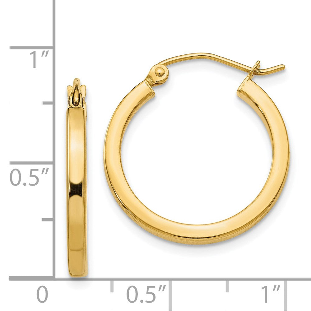 14k Yellow Gold 2 mm Square Tube Hoop Earrings (1.36 grams)