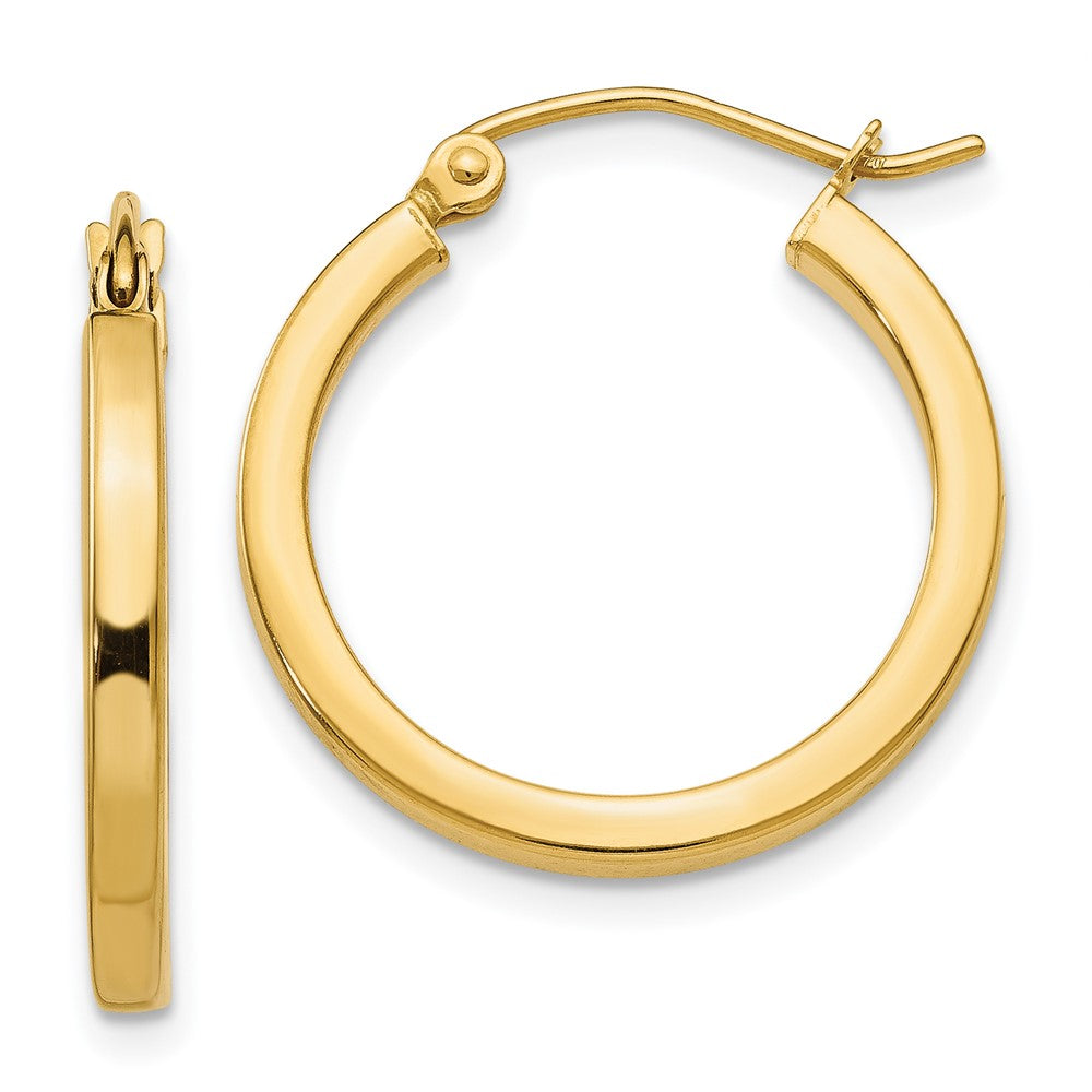 14k Yellow Gold 2 mm Square Tube Hoop Earrings (1.36 grams)