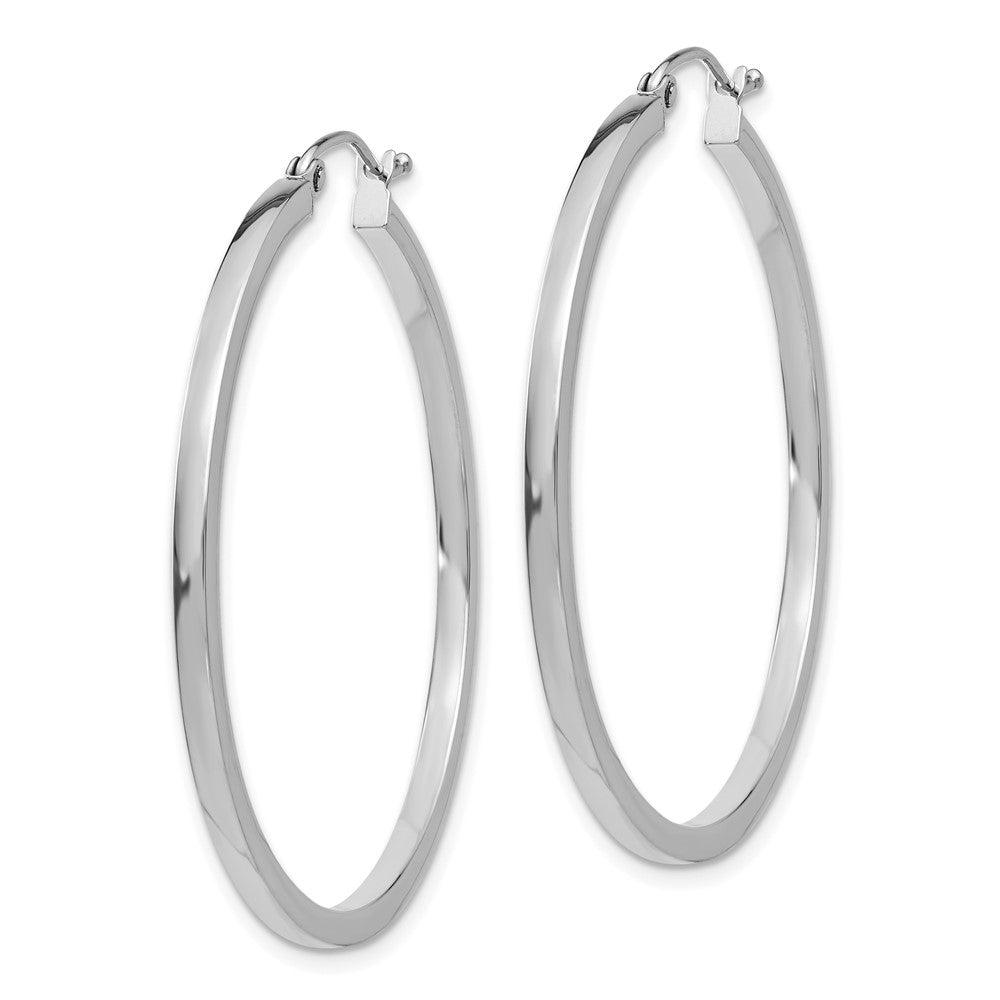 14k White Gold 2 mm Square Tube Hoops (2.91 grams)