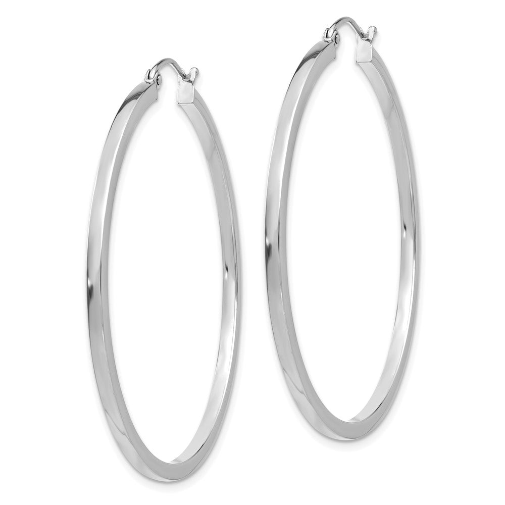 14k White Gold 2 mm Square Tube Hoops (3.27 grams)