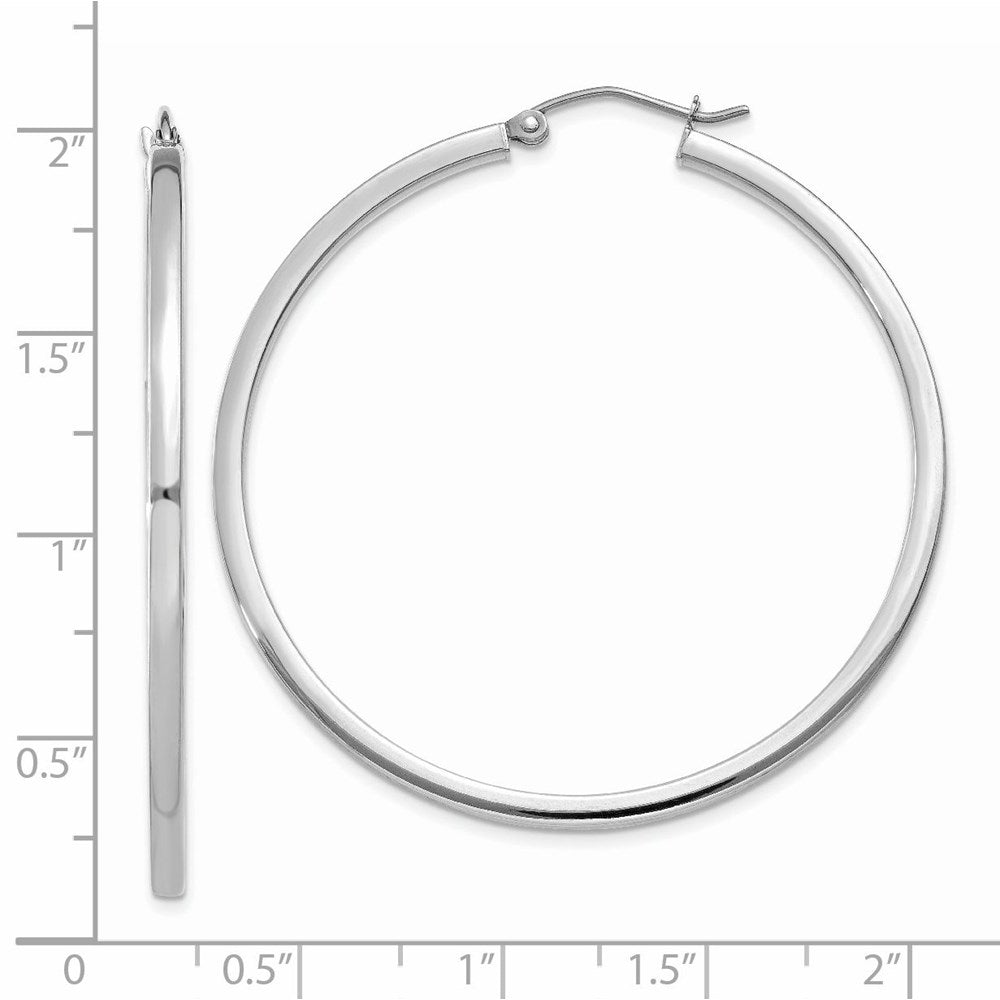 14k White Gold 2 mm Square Tube Hoops (3.27 grams)