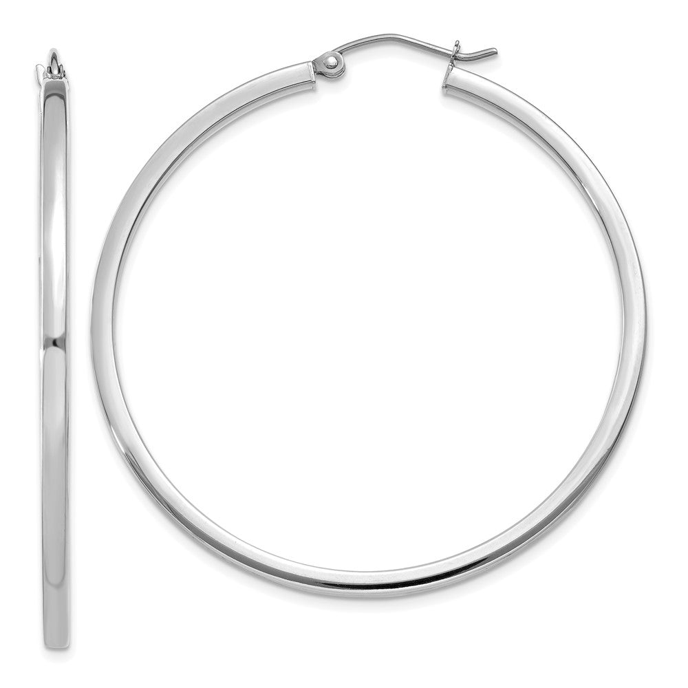 14k White Gold 2 mm Square Tube Hoops (3.27 grams)