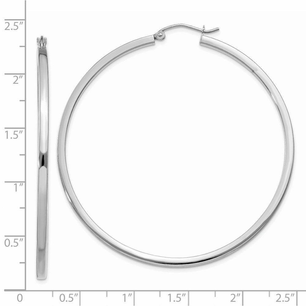 14k White Gold 2 mm Square Tube Hoops (3.83 grams)