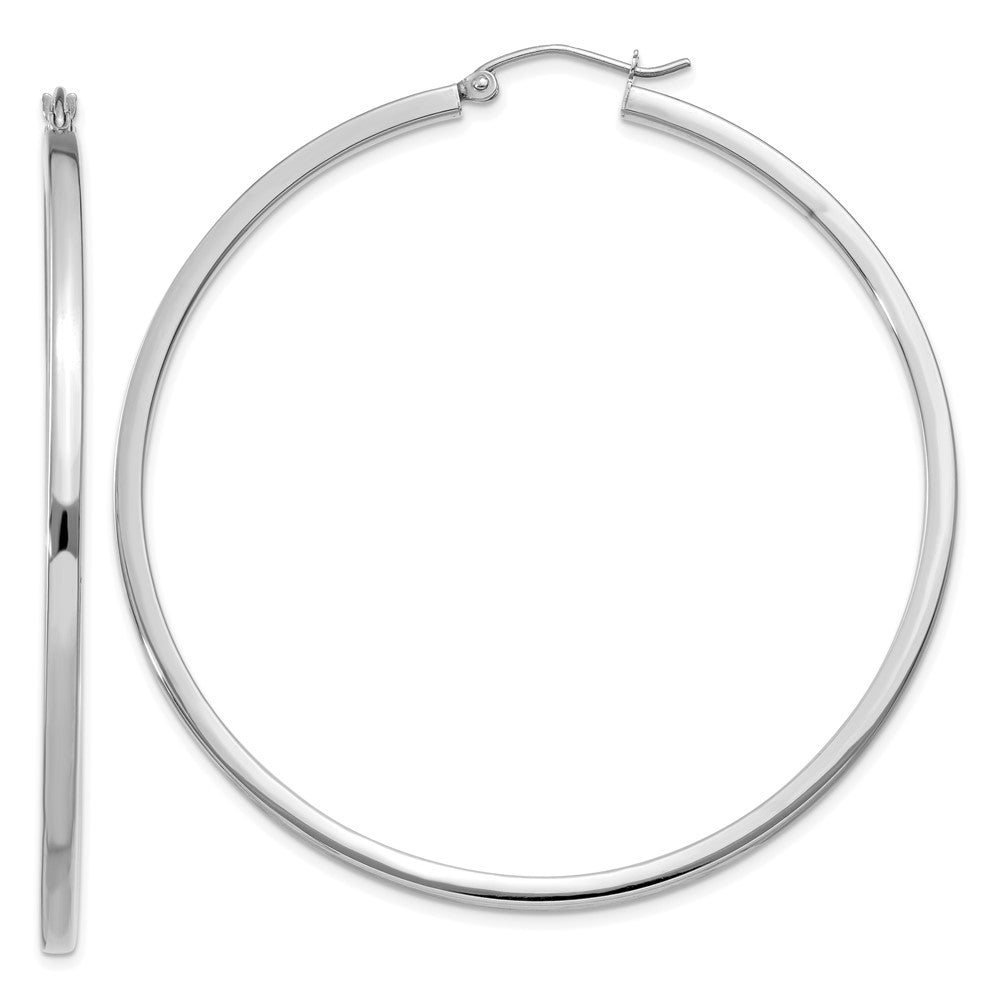 14k White Gold 2 mm Square Tube Hoops (3.83 grams)