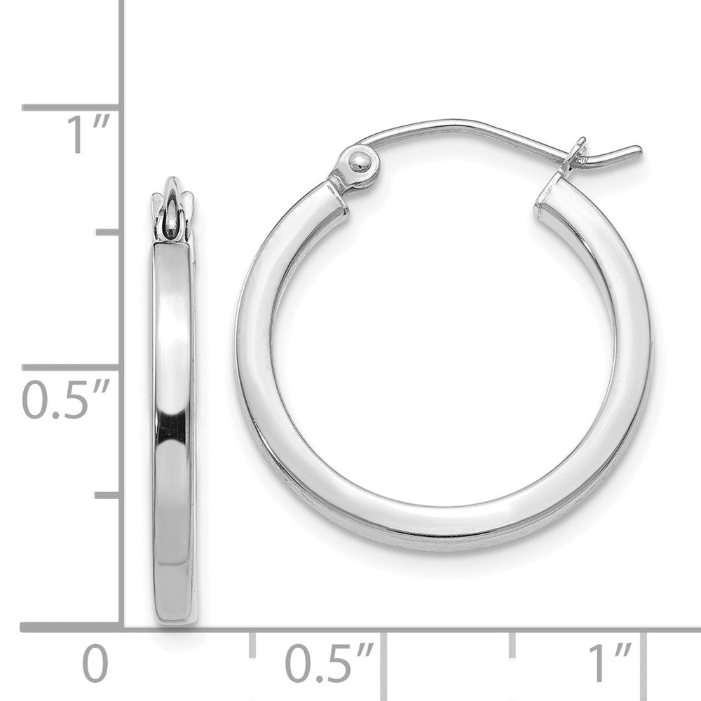 14k White Gold 2 mm Square Tube Hoops (1.44 grams)