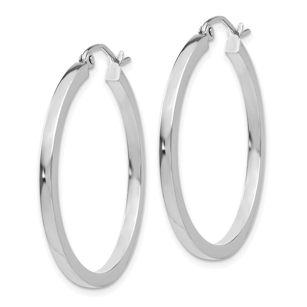 14k White Gold 35 mm Square Tube Hoops (2.09 grams)