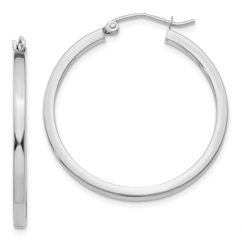 14k White Gold 35 mm Square Tube Hoops (2.09 grams)
