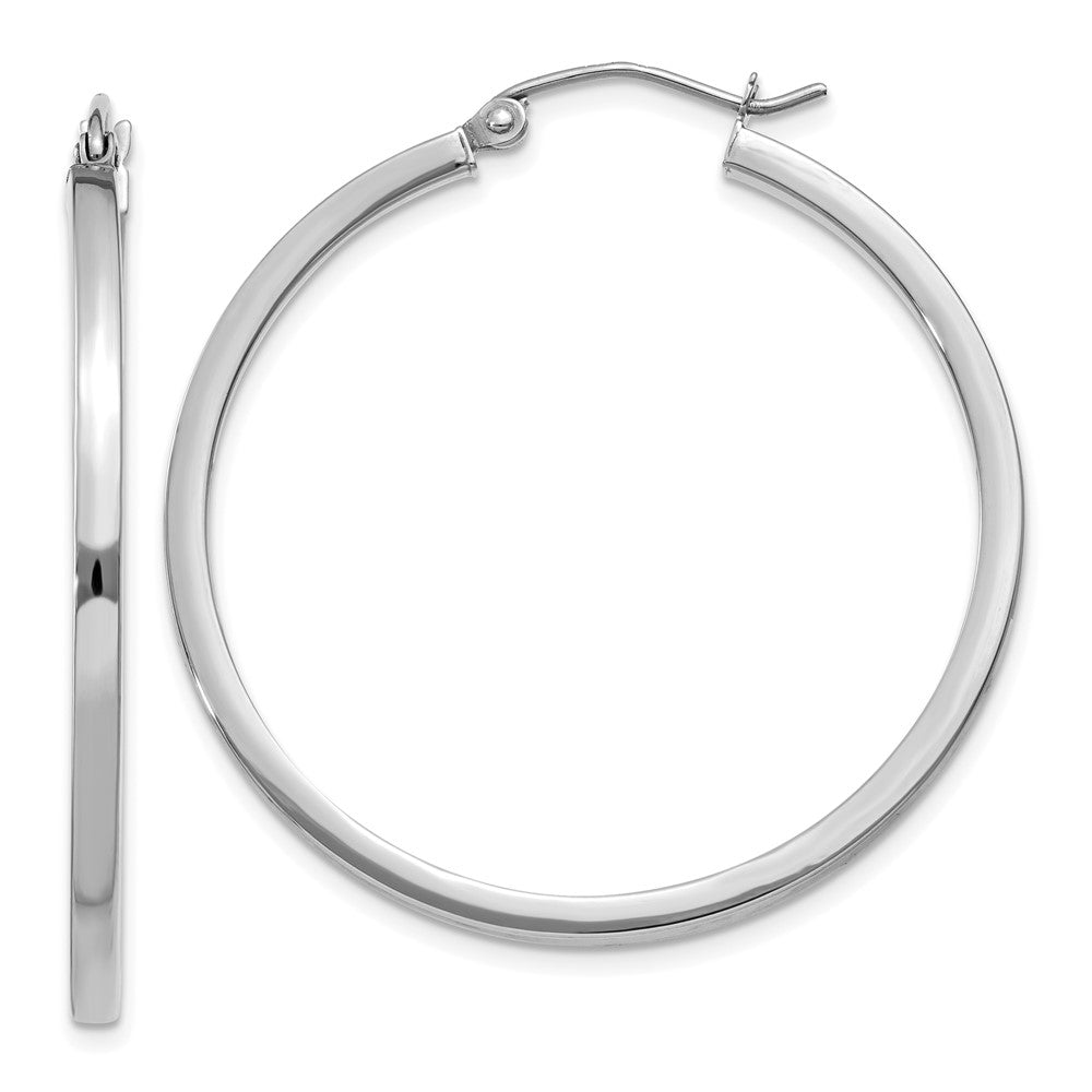 14k White Gold 2 mm Square Tube Hoops (2.5 grams)