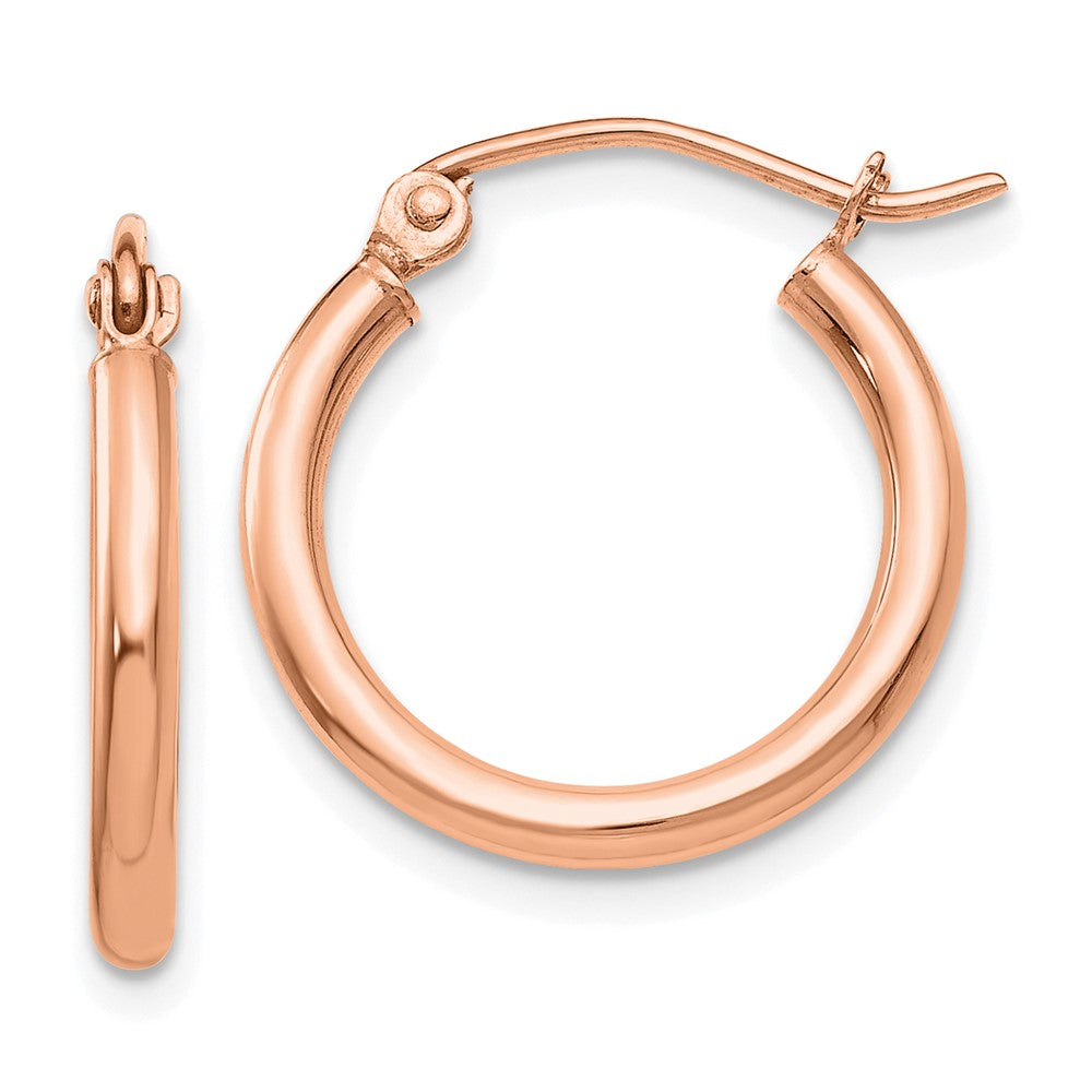 14k Rose Gold 18.25 mm Lightweight Tube Hoop Earrings (1.02 grams)